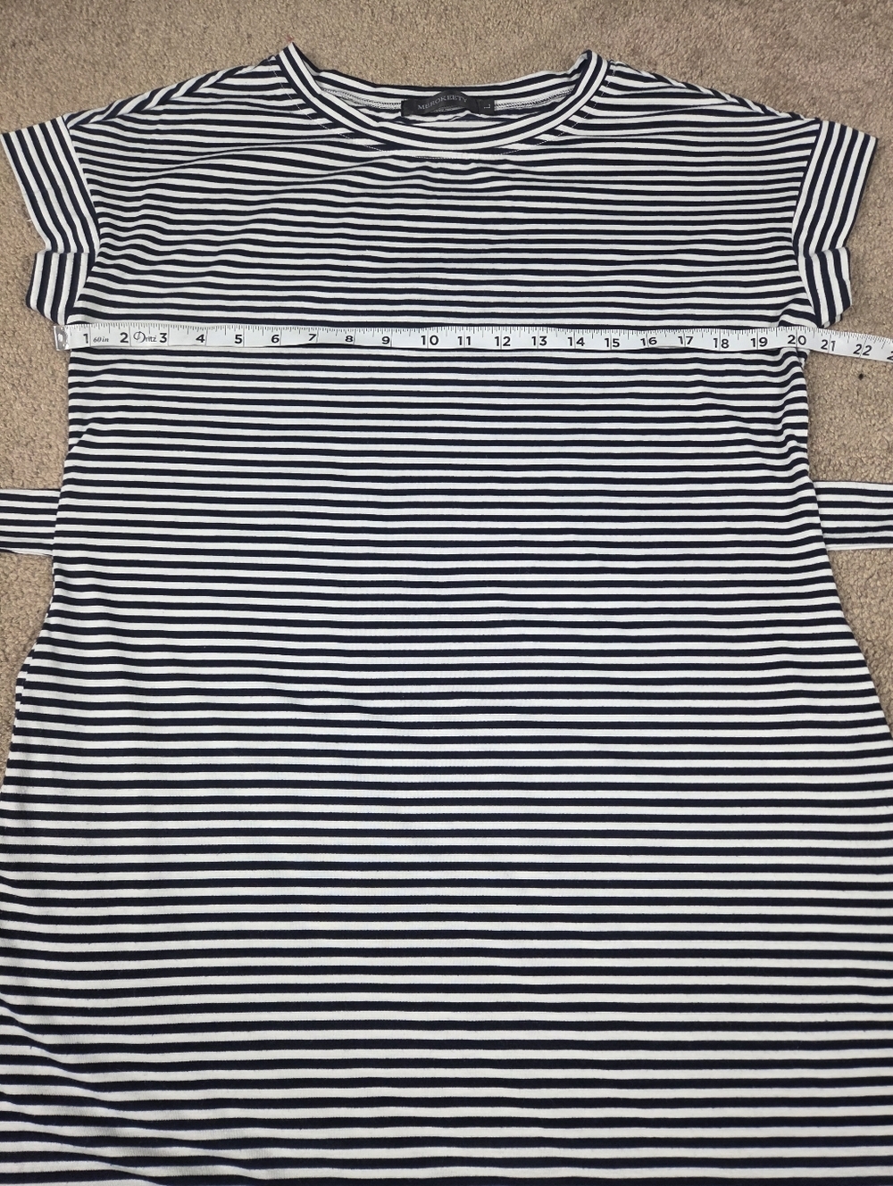 Elegant Striped Black and White Midi Dress - Picture 9 of 9